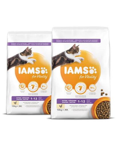 IAMS for Vitality Granule pre mačiatka s čerstvým kuracím mäsom 20 kg (2 x 10 kg)