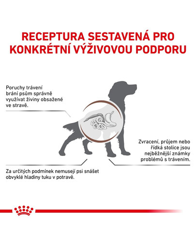 ROYAL CANIN Veterinary Diet Dog Gastrointestinal Low Fat 12 kg granule so zníženým obsahom tuku pre dospelých psov s ochorením tráviaceho traktu