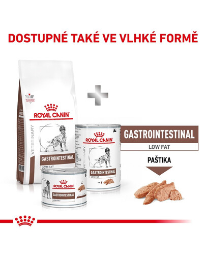 ROYAL CANIN Veterinary Diet Dog Gastrointestinal Low Fat 1.5 kg granule so zníženým obsahom tuku pre dospelých psov s ochorením tráviaceho traktu