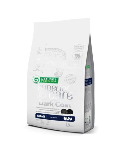 NATURES PROTECTION SUPERIOR CARE Dark Dogs Grain Free Poultry Adult All Breeds 1,5 kg s hydinou pre dospelé psy s čiernou srsťou