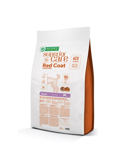 NATURES PROTECTION SUPERIOR CARE Red Coat Grain Free Salmon Junior Small Breed 10 kg s lososom pre šteňatá malých plemien s červenou srsťou