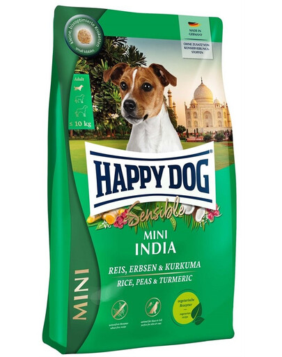 E-shop HAPPY DOG Sensible Mini India 4kg hrášok, ryža a kurkuma