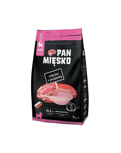 PAN MIĘSKO Teľacie mäso s prepelicami pre šteňatá 3 kg