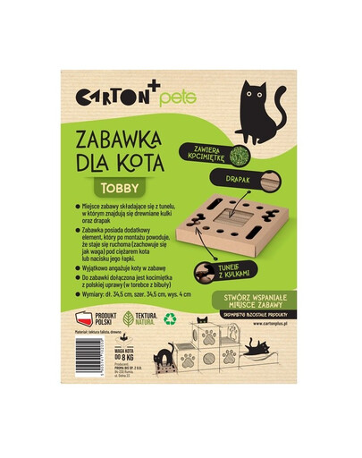 CARTON+ PETS ​Interaktívna hračka so škrabadlom pre mačky Tobby