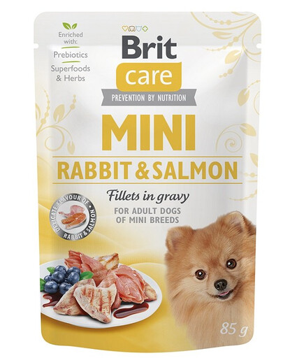 BRIT CARE Mini Adult Pouch Rabbit&Salmon 24x85g s králikom a lososom pre malé plemená psov