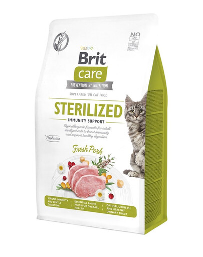 BRIT CARE Grain-Free Sterilized Immunity 0.4 kg hypoalergénna receptúra pre dospelé sterilizované mačky