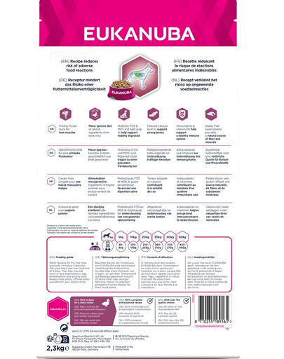 EUKANUBA Daily Care S-XL Adult Duck 2,3 kg monoproteínové krmivo pre dospelé psy