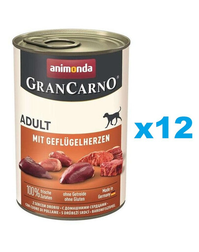 ANIMONDA Gran Carno Adult with Poultry hearts 12 x 400g
