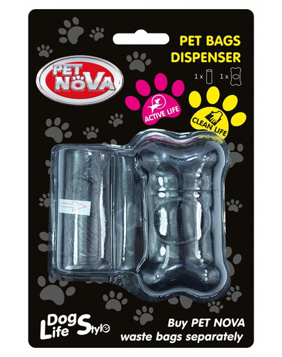 PET NOVA Dávkovač na vrecká na výkaly + rolka 20 ks Čierny