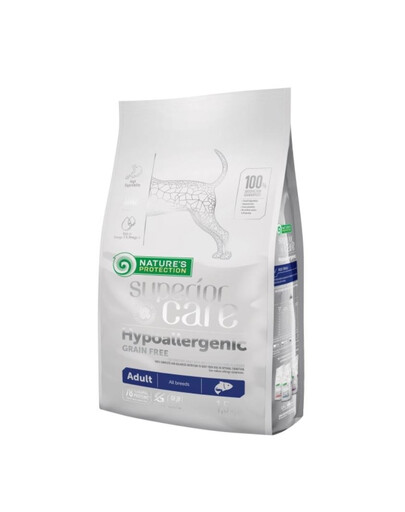 NATURES PROTECTION SUPERIOR CARE Hypoallergenic Grain Free Salmon Adult All Breeds 1,5 kg s lososom pre citlivé psy