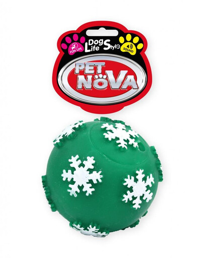PET NOVA DOG LIFE STYLE Lopta so snehovými vločkami 7,5 cm, zelená