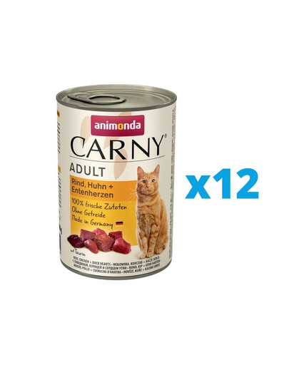 ANIMONDA Carny hovädzie, kuracie, kačacie srdcia 12 x 400 g