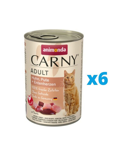 ANIMONDA Carny Adult kuracie, morčacie a kačacie srdcia 6 x 400 g