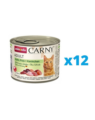 ANIMONDA Carny Adult kuracie, morčacie, králik 12 x 200 g