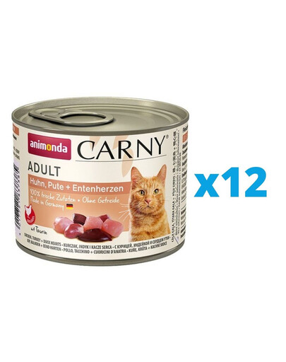 ANIMONDA Carny Adult kuracie, morčacie a kačacie srdcia 12 x 200 g