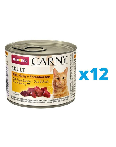 ANIMONDA Carny Adult hovädzie, kuracie a kačacie srdcia 12 x 200 g