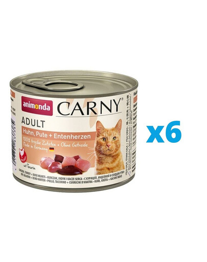 ANIMONDA Carny Adult kuracie, morčacie a kačacie srdcia 6 x 200 g