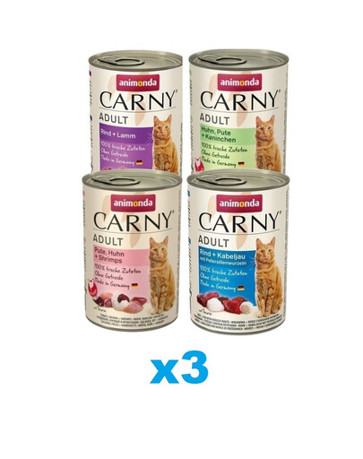ANIMONDA Carny Zmes príchutí s hovädzím a jahňacím mäsom 12 x 400 g