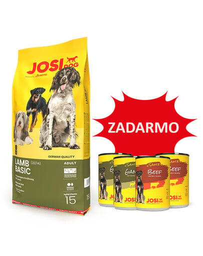 JOSERA JosiDog Lamb Basic 15kg + 4 konzervy ZADARMO