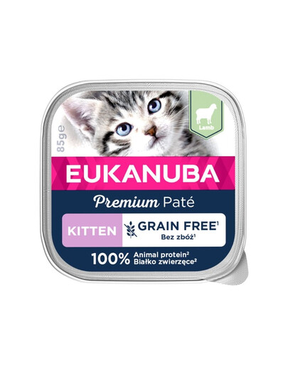 EUKANUBA Grain Free Kitten jahňacia paštéta pre mačiatka 16x85 g
