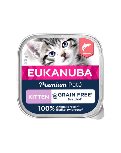 EUKANUBA Grain Free Kitten lososová paštéta pre mačiatka 16x85 g