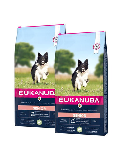 EUKANUBA Dry Base Senior Granule pre psov malé a stredné plemená jahňacina a ryža 24 kg (2 x 12 kg)