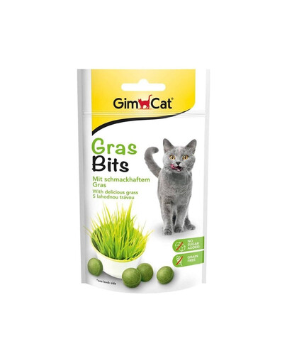 GIMCAT Tasty Tabs GrassBits 40 g Maškrta s trávou pre mačky