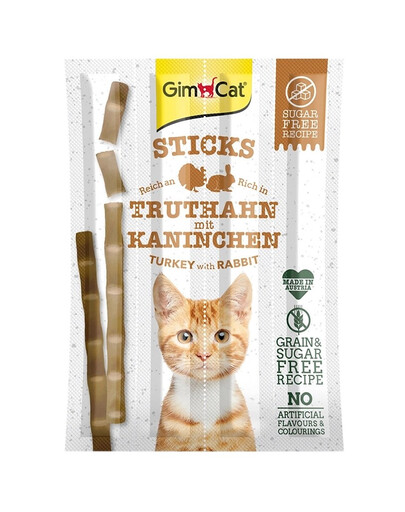 GIMCAT Sticks Turkey & Rabbit 4 ks Tyčinky s morčacím a králičím mäsom