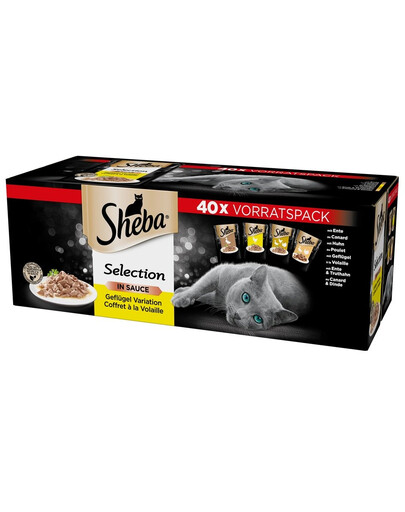 SHEBA Výber kapsičiek 40x85 g Selection in Sauce - kuracie, morčacie, hydinové a kačacie