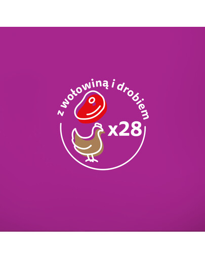 WHISKAS Adult Hovädzie a hydinové v želé 28x85g