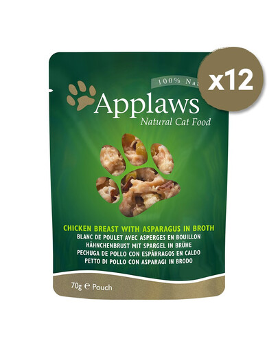 APPLAWS Cat Pouch 12 x 70 g s kuracím mäsom a špargľou