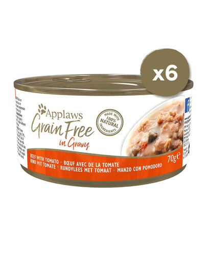 APPLAWS Cat Tin Grain Free 6 x 70 g hovädzie s paradajkami v omáčke
