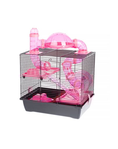 INTERZOO Rocky + Terasa Klietka pre škrečka 42 cm ružová