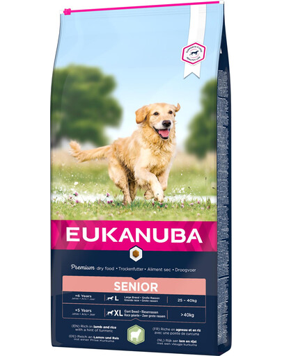 EUKANUBA Dog Dry Base Senior Large Breeds Krmivo s jahňacím mäsom a ryžou, 12 kg