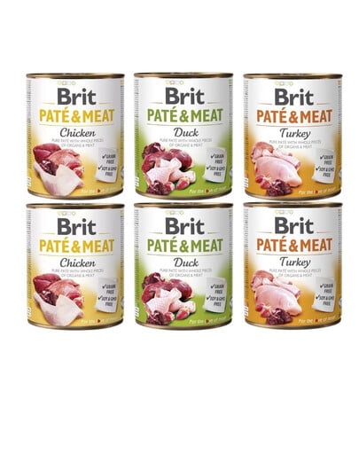 BRIT Pate&Meat Mix príchutí s hydinou 6x800 g