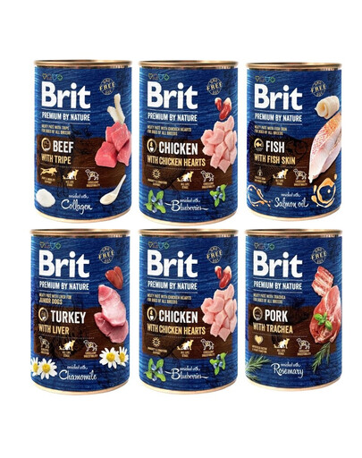 BRIT Premium by Nature Mix príchutí 6x400 g