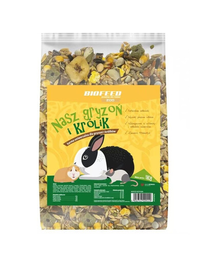 BIOFEED Rodent and Rabbit univerzálne krmivo pre králiky a hlodavce 1 kg