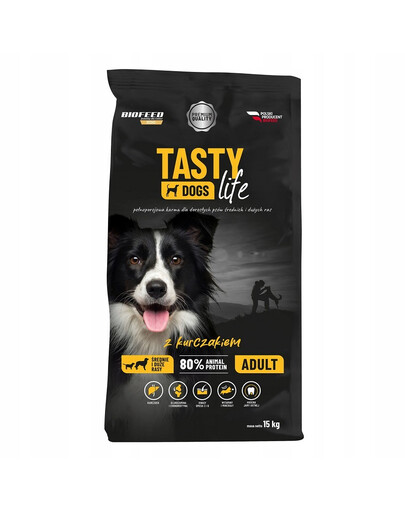 BIOFEED TASTY LIFE Premium s kuracím mäsom pre psy stredných a veľkých plemien 15 kg