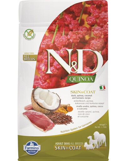 N&D Dog Quinoa Skin & Coat – Krmivo pre psov s kačacím mäsom 800 g