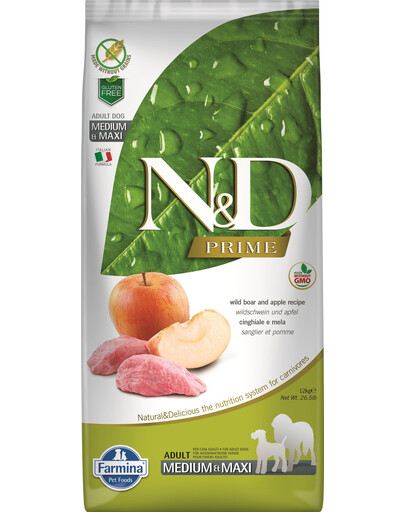 FARMINA N&D Prime Dog Adult medium & maxi Wild boar & apple 12 kg