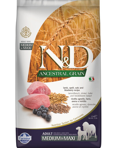Farmina N & D Low Grain Dog Adult Lamb & Blueberry 2,5 kg