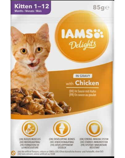 IAMS Cat Kitten All Breeds kuracie mäso v omáčke 85 g