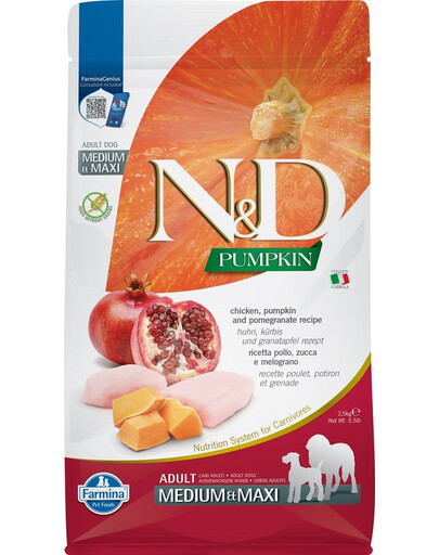 N&D Grain Free Pumpkin DOG Adult M / L Chicken & Pomegranate 2,5 kg