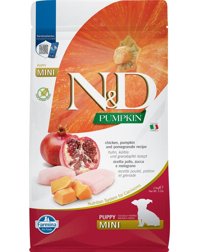 N&D Pumpkin Dog Puppy Mini chicken, pumpkin & pomegranate 2.5 kg pre šteňatá