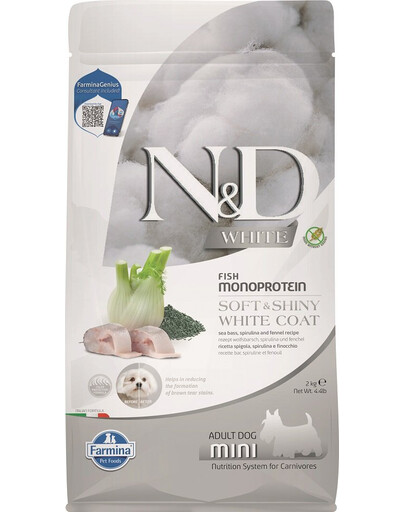 N&D White Dog Adult Mini Sea Bass, Spirulina & Fennel 2 kg