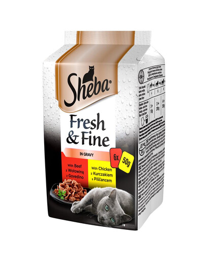 SHEBA  Fresh & Fine pre mačky v omáčke hydina 6 x 50 g