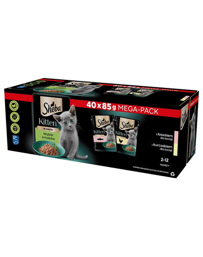 SHEBA Kitten mix príchutí maškrty pre mačiatka v omáčke 40x85g