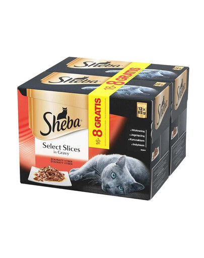 SHEBA Selection in Sauce Soczyste Smaki 85g x 16+8 GRATIS