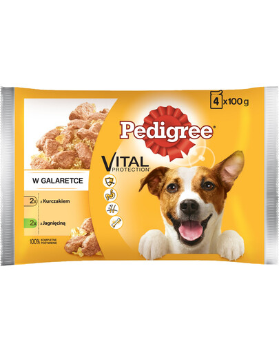 PEDIGREE Vital Protection Jahňacie a kuracie v želé 52 x 100 g