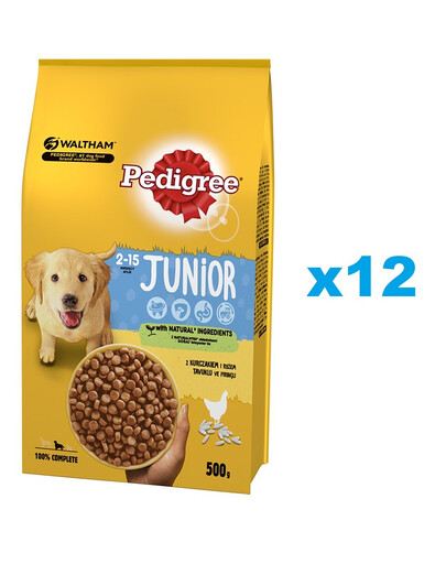 PEDIGREE Suché krmivo s kuracím mäsom Junior 12x500g